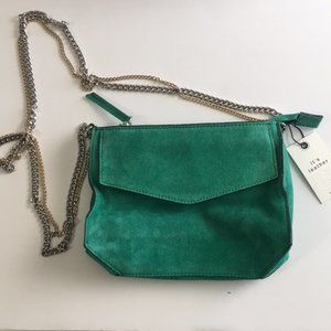 Zara Emerald Green Chain Leather Crossbody Bag
